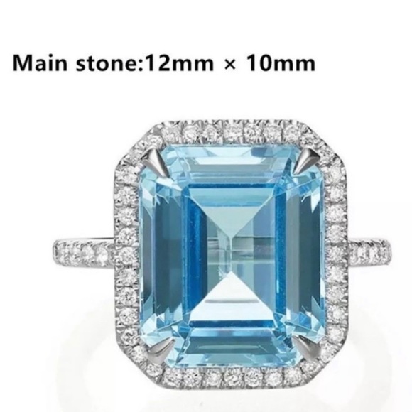 NEW💍925 STERLING SILVER HALO SAPPHIRE RING, CUTE RING, SHINY RING. - Picture 6 of 6